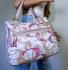 NWT COACH LARGE POPPY POCKET SIGNATURE STITCHED WHITE PINK BROWN TOTE BAG PURSE