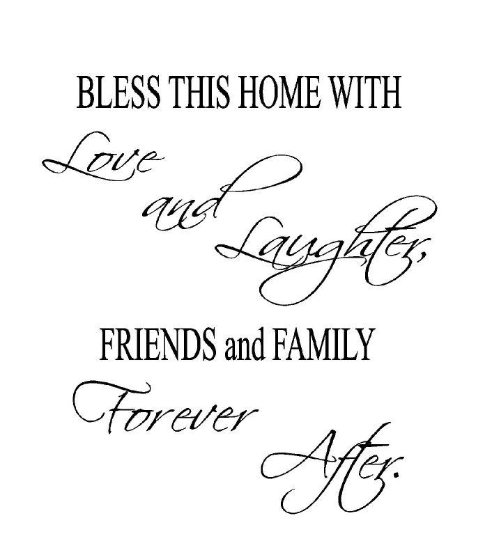 Bless this home with love and laughter Vinyl Wall Art Words Decal 