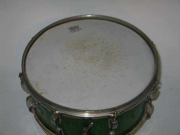 VINTAGE 1947 55 WFL LUDWIG SNARE DRUM GREEN SPARKLE FLASH PEARL 14X6 1 