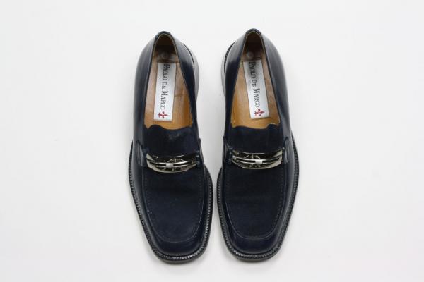 Vintage Mezlan Paolo De Marco Navy Suede Leather Loafer Shoes 9 SPAIN 