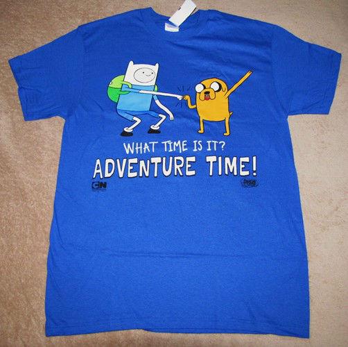 Adventure Time w Jake and Finn Blue Adult Mens Tee T Shirt Sz XL