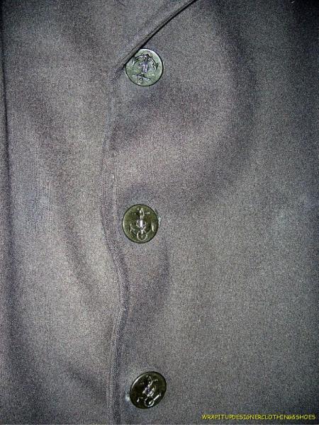 Vintage US Navy Issue Pea Coat Kersey Wool LG Single Breasted Great