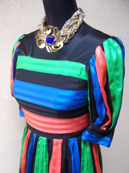Vintage 1980s Betsey Johnson New York Multicolor Silk Dress Sz 2