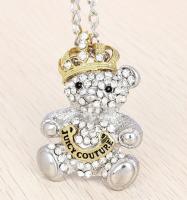 Gold tone crown lucky bear swarovski crystal necklace  
