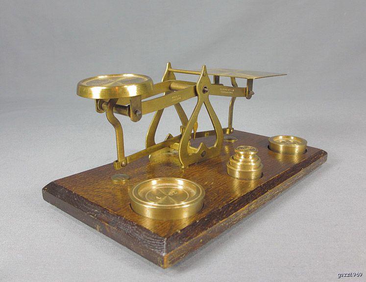 Vintage Brass Scale  Made in England Warranted Accurate   1/2 oz   4 