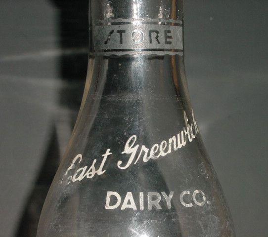 East Greenwich Dairy 5c Clear Glass Milk Store Vintage Rhode Island
