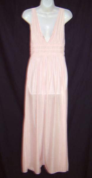 Vintage Gilead Pink Swiss Dotted Nylon Long Nightgown ~ Elastic Back