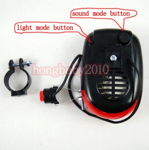  Bicycle 5 LED Warning Light 8 Sounds Electronic Horn Bell Siren  
