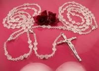 Elegant Crystal Glass Wedding Unity Lasso Rosary Silver Cross NEW 