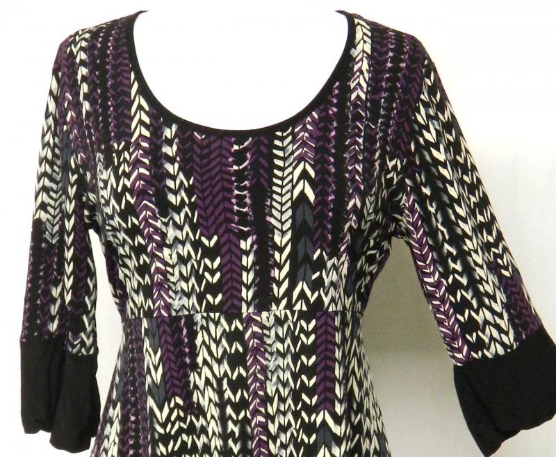 Susan Lawrence Size M Empire Purple Black Gray Slinky Stretch Knit