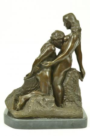 13x9.5 Rodin Eternal Idol Bronze Nude Couple Sculpture 