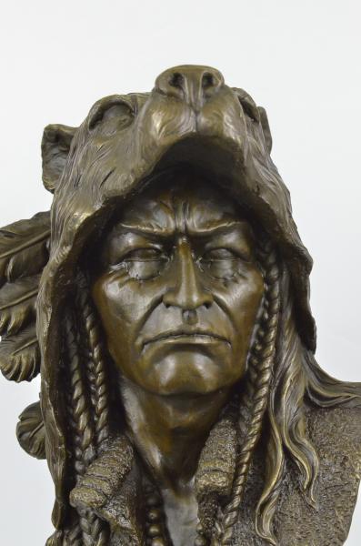 Rare Indian Native American Art Chief Eagle Bust Bronze 