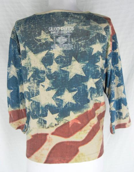 Harley Davidson Patriotic American Flag Graphic Tee Shirt Top XL Eagle 