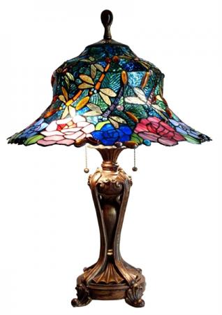 Reproduction Victorian Table Lamps on Roses Dragonfly Tiffany Style Stained Glass Table Lamp   Ebay