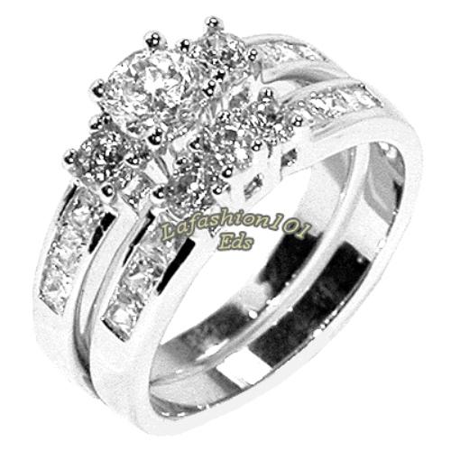 ... 35ct Stainless Steel WOMENS WEDDINGENGAGEMENT RING SET SIZE 5-10