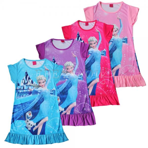 New Girls Frozen Queen Princess Elsa Pajamas Nightgown Sleepwear ...