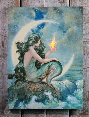 Mermaid Flicker Flame Starfish Crescent Moon Lighted ...