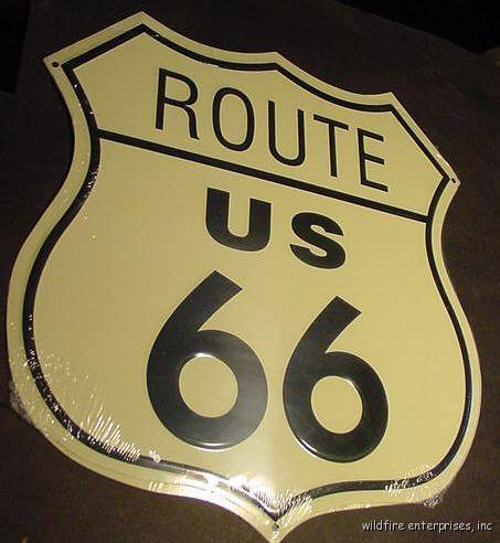 VINTAGE ROUTE US RT 66 METAL STREET SIGN ST MADE IN THE USA road 