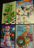   GRATEFUL DEAD BEAR XMAS CARDS greatful art 1996 Jerry Garcia lights