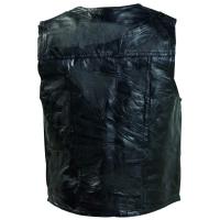   Navarre Mens Black Leather Motorcycle Vest S M L XL 2X 3X 4X 5X  