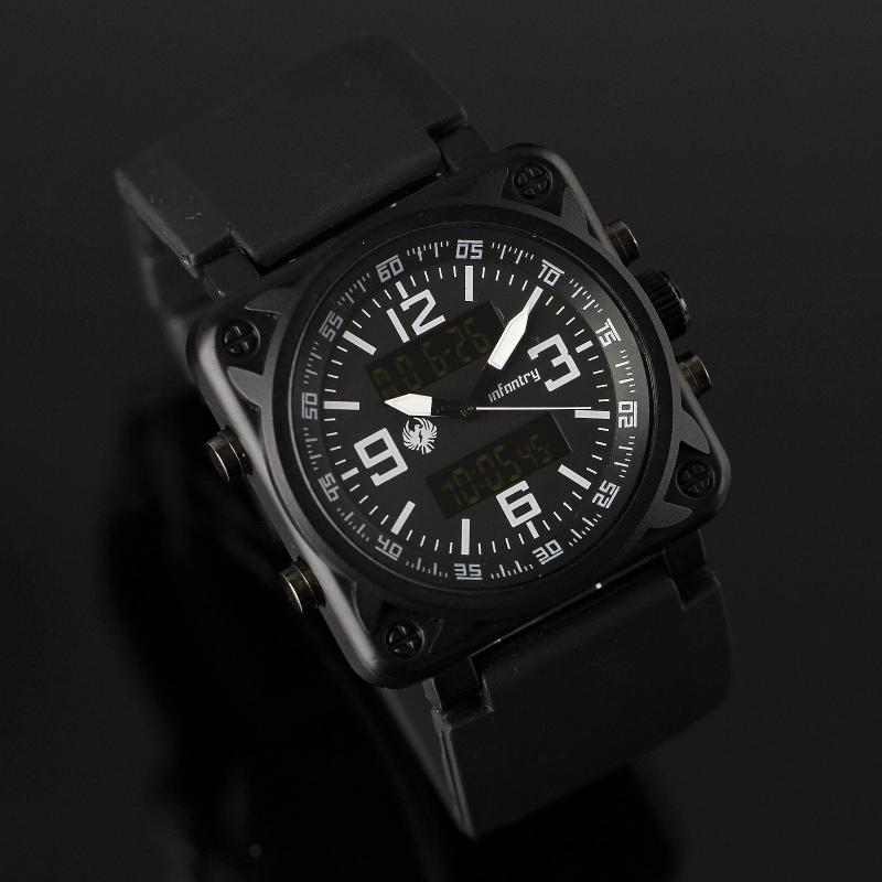 INFANTRY Black Army Force Spy Mens LCD Sports Watch  
