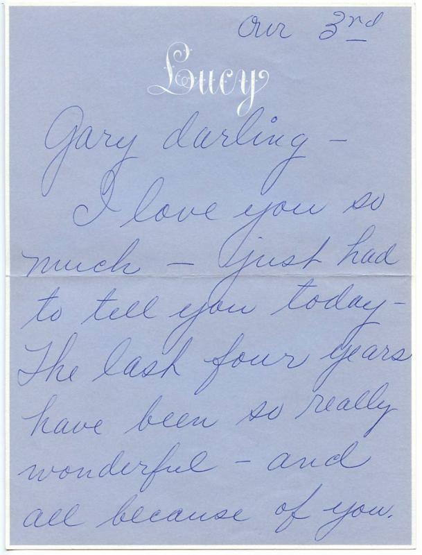 Lucille Ball Very Personal Love Letter Gary Morton Signed Handwritten