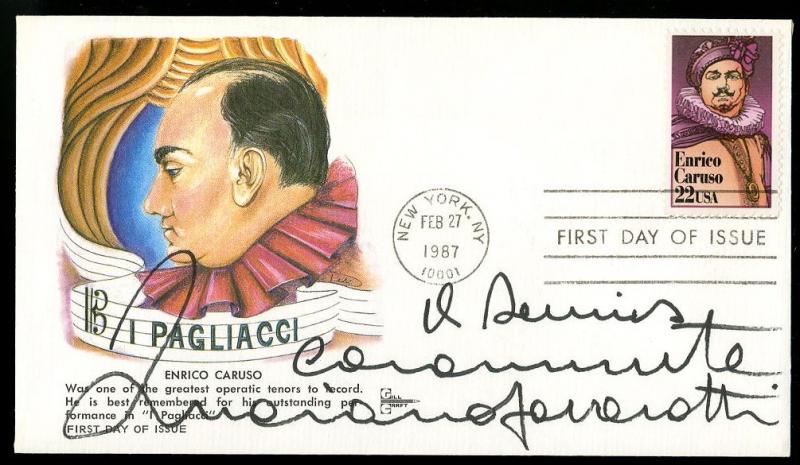 Luciano Pavarotti Caruso Vintage 1987 Signed First Day Cover FDC