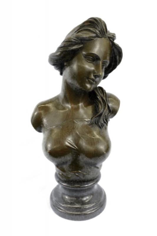 Very Pretty Pure Bronze Female Classical Portrait Bust Sculpture