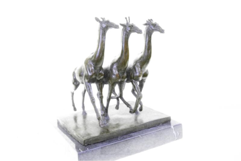 Giraffe and Baby Giraffe Large Cast Bronze Statue Landscape Animals