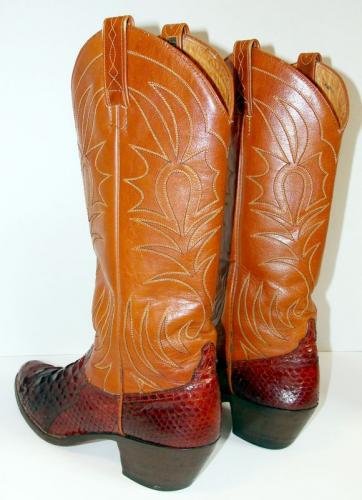 Vintage Womens Dan Post Snakeskin Brown Leather Western Cowboy Cowgirl Boots 6 5