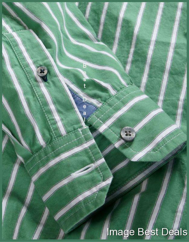 American Eagle AE Mens Vintage Fit Green Striped Shirt New FREE FAST 