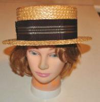 Super Clean Vintage Mens Cavanagh New York Straw Boater Hat Skimmer