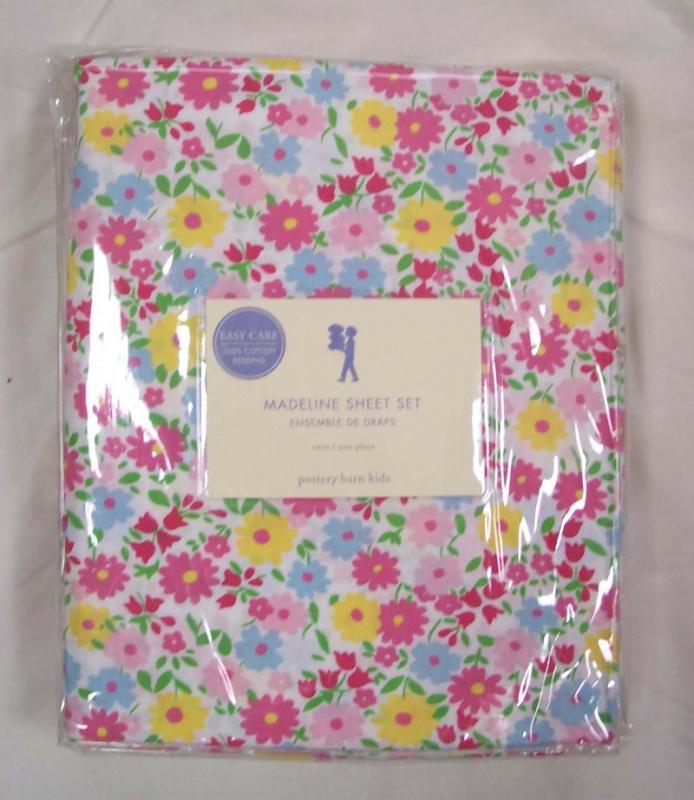 NIP Pottery Barn Kids MADELINE Twin pink floral SHEETS  