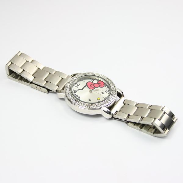 Lovely Ladys Hello Kitty Stainless Steel Bracelet Watch  