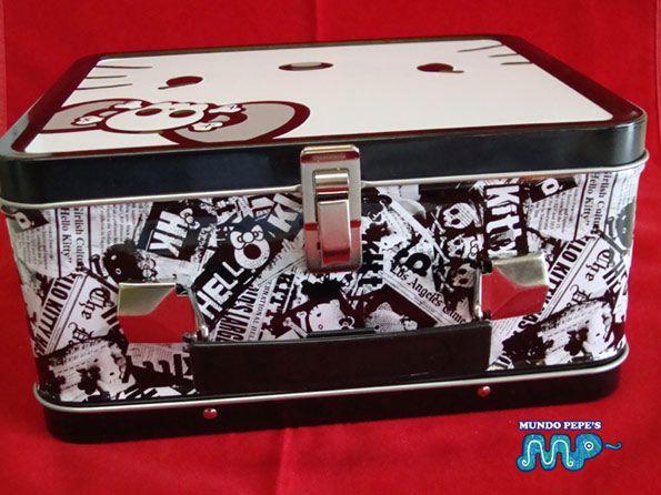 Hello Kitty Mad Black Gothic Punk Tin Lunch Box Retro  