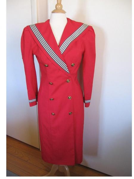 red sailor longer dress made in the usa 6 euc