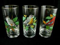   Virginia Glass Song Bird Pitcher Tumbler Set 7 Iced Tea Glasses  