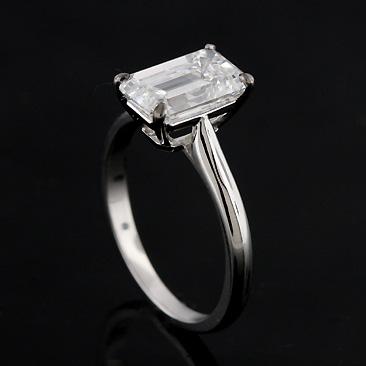 Diamond Emerald Cut Solitaire 14k White Gold Engagement Ring Mounting