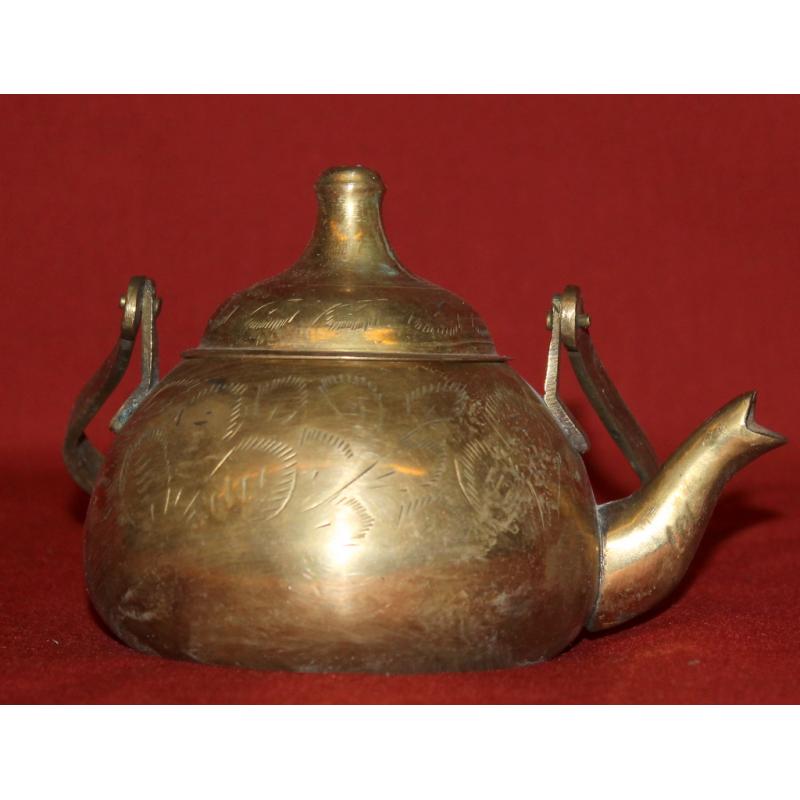 Vintage Handcrafted Arabic Islamic Brass Engraved Coffee Tea Pot 
