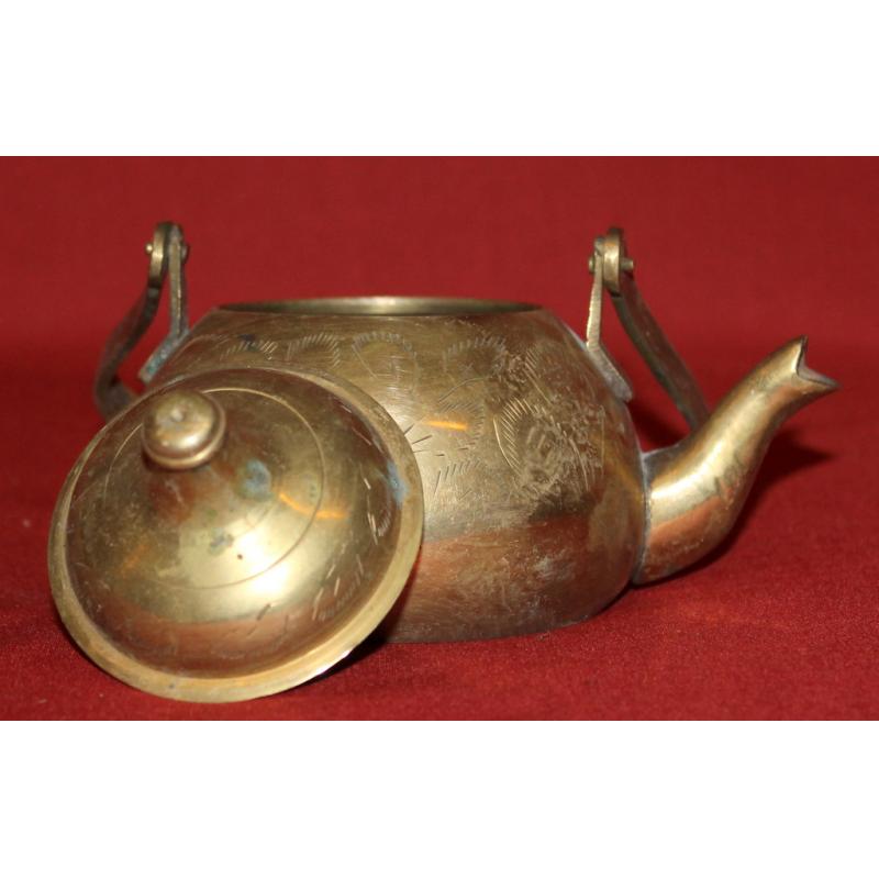   Handcrafted Arabic Islamic Brass Engraved Coffee Tea Pot  