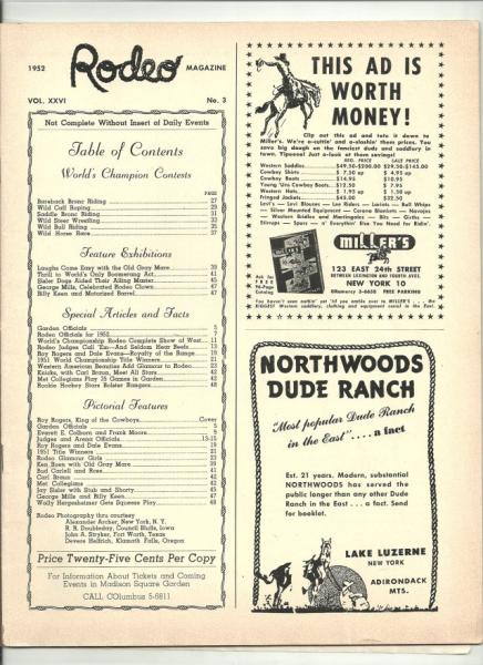 1952 madison square garden rodeo program