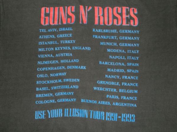 1992 GUNS N ROSES EUROPEAN TOUR VINTAGE T SHIRT XL CONCERT USE YOUR 