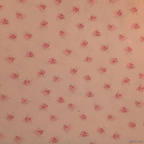 C118 Muslin Pink Flowers Ribbon Rubber Stamped French