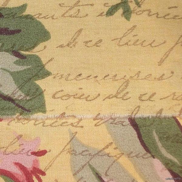 h49 muslin yellow rose vintage french script ribbon  