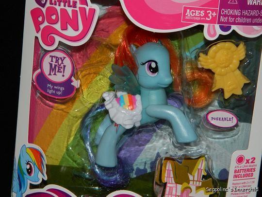 My Little Pony G4 FIM Hub Shine Bright Rainbow Dash Poseable w Light Up Wings