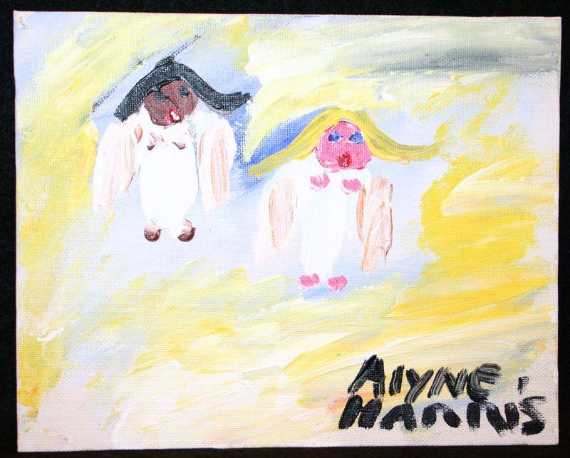 Alyne Harris Folk Art Painting Angels Outsider Florida