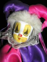CLOWN DOLL CUTE COLORFUL NICE SIZE PORCELAIN FACE NEW  
