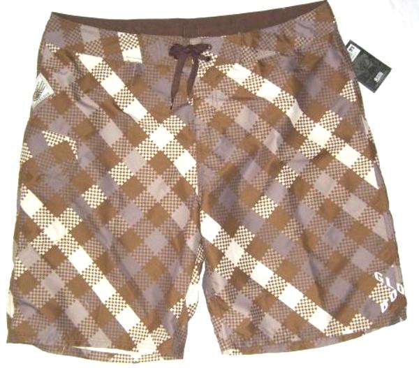 NWT Mens Body Glove Checker Brown Board Shorts Size 38