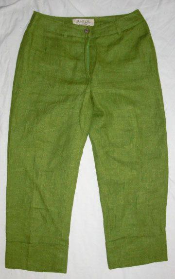 Womens Harve Bernard Petite Moss Green Fully Lined Linen Capri Pants