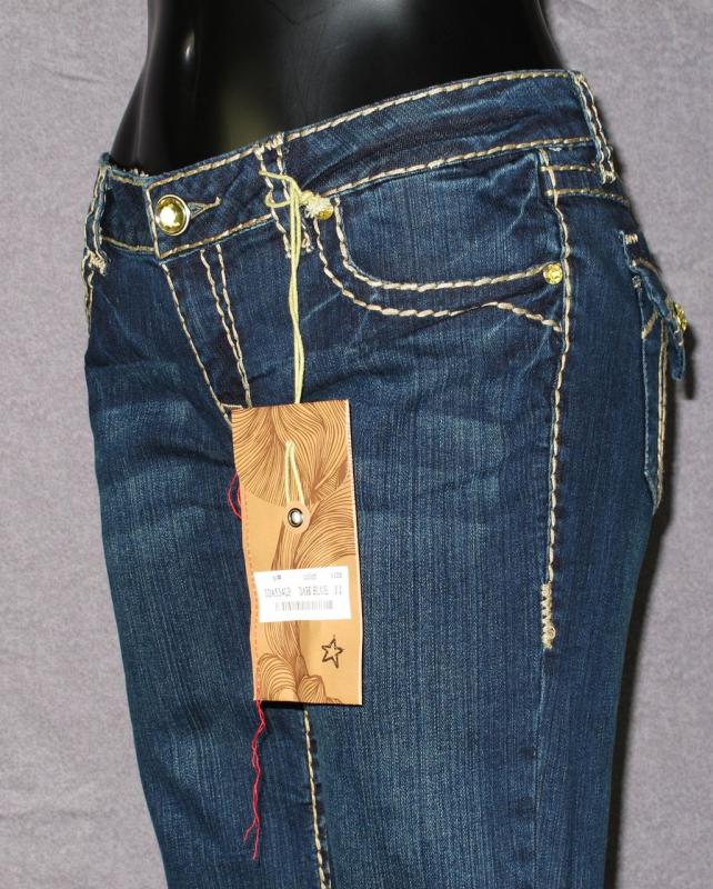 NWT Womens LA IDOL Jeans DARK BLUE WITH KHAKI WHIP STITCHING 534LP 